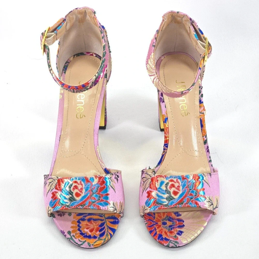 J Renee Flaviana High Heel Pumps Women 6M Floral Peep Toe Strappy Office Siren